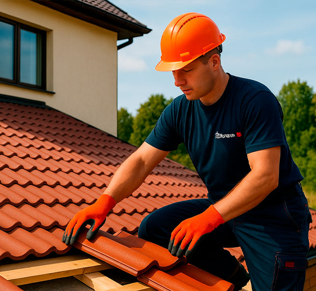 Монтаж кровли из натуральной черепицы в Саранске